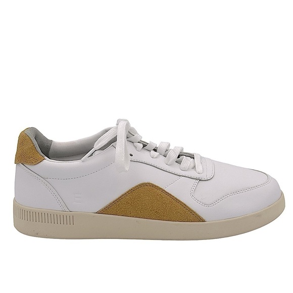 NEW EVERLANE The ReLeather Court Sneaker White and Mustard Size 9.5 - Picture 1 of 7